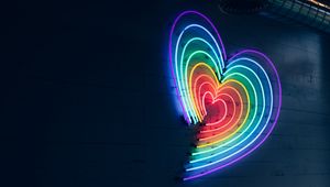 Preview wallpaper heart, neon, lighting, wall