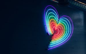 Preview wallpaper heart, neon, lighting, wall