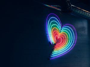 Preview wallpaper heart, neon, lighting, wall