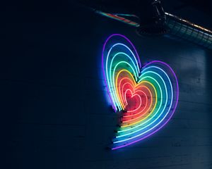 Preview wallpaper heart, neon, lighting, wall