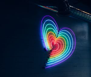 Preview wallpaper heart, neon, lighting, wall