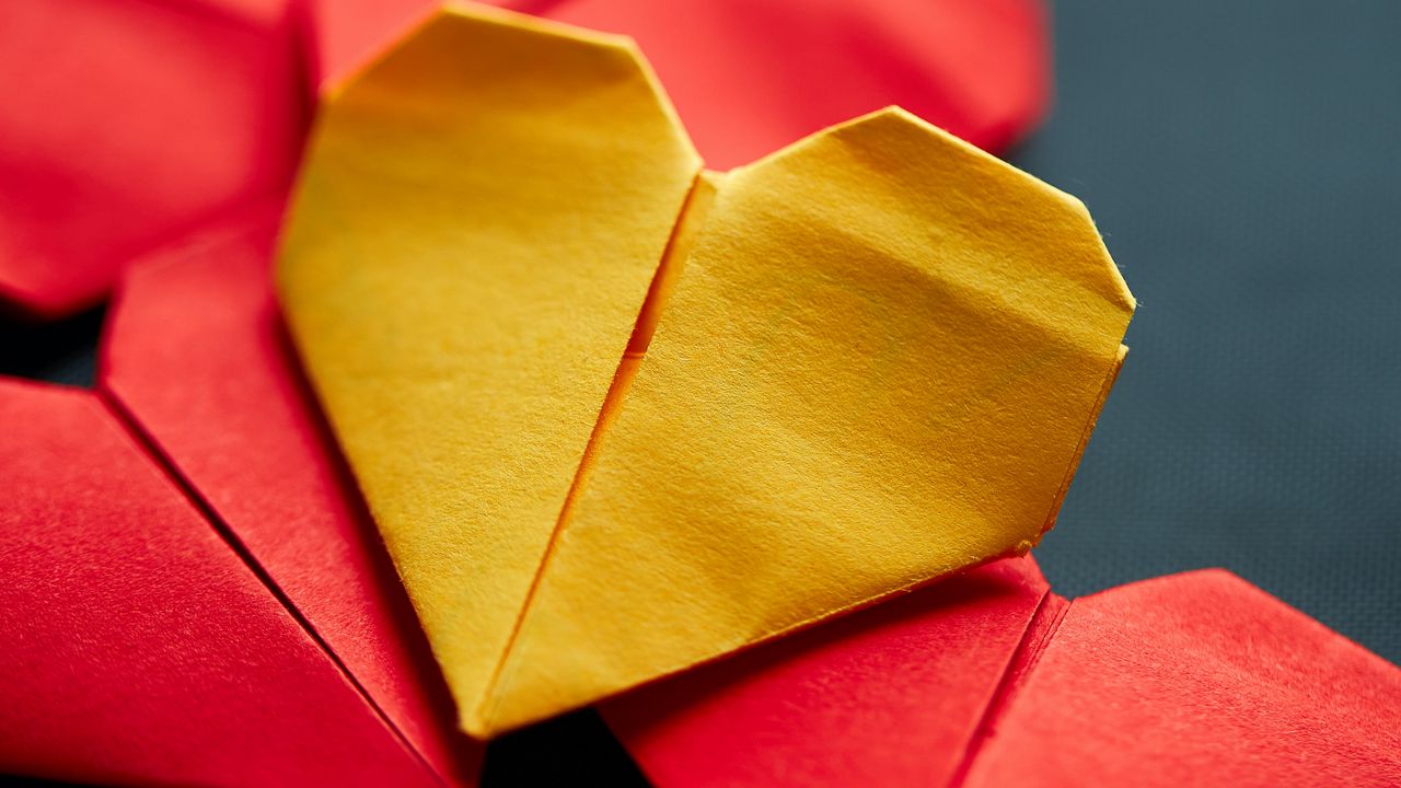 Wallpaper heart, origami, love, paper