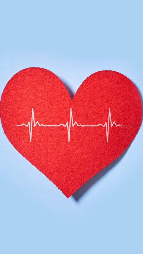 480x854 Wallpaper heart, paper, pulse, line, love