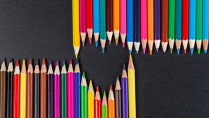 Preview wallpaper heart, pencils, colorful, sharp