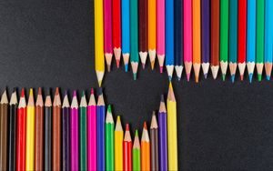 Preview wallpaper heart, pencils, colorful, sharp