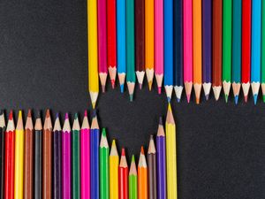 Preview wallpaper heart, pencils, colorful, sharp