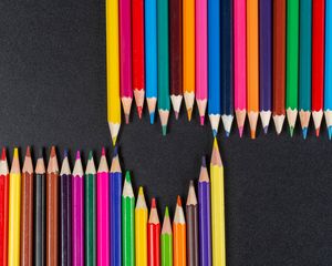 Preview wallpaper heart, pencils, colorful, sharp