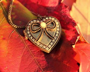 Preview wallpaper heart, pendant, leaves