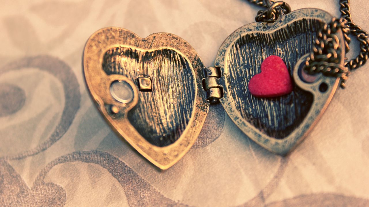 Wallpaper heart, pendant, necklace, chain