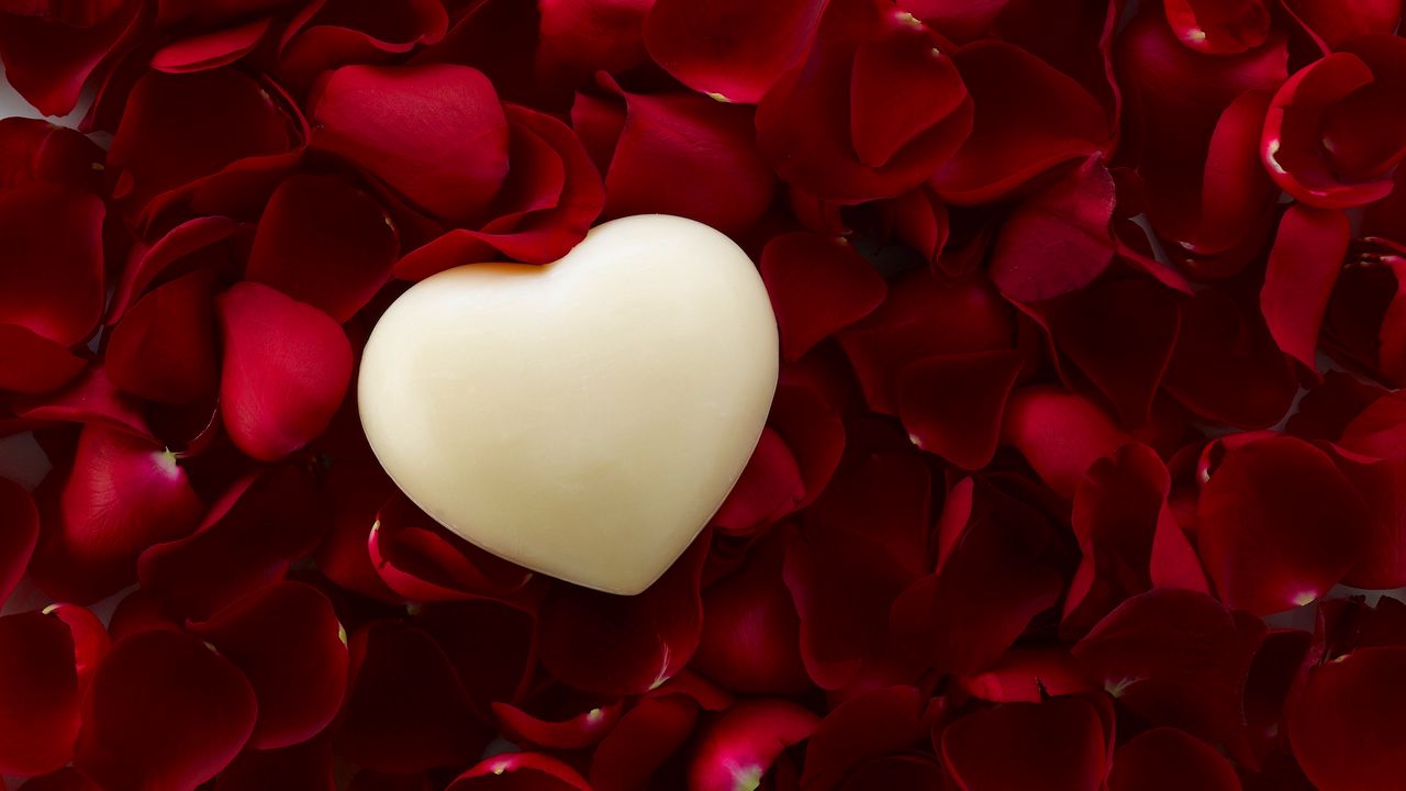 Wallpaper heart, petals, rose