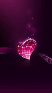 Preview wallpaper heart, pink, grid, line, waves