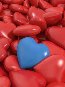 Preview wallpaper heart, red, blue, 3d