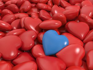 Preview wallpaper heart, red, blue, 3d