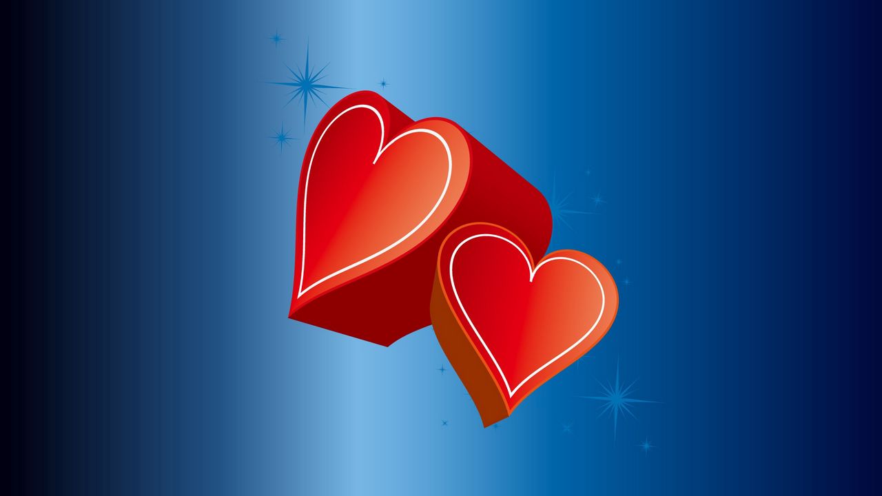 Wallpaper heart, red, blue, couple, love