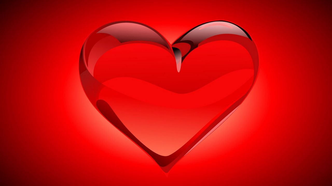 Wallpaper heart, red, bright, light