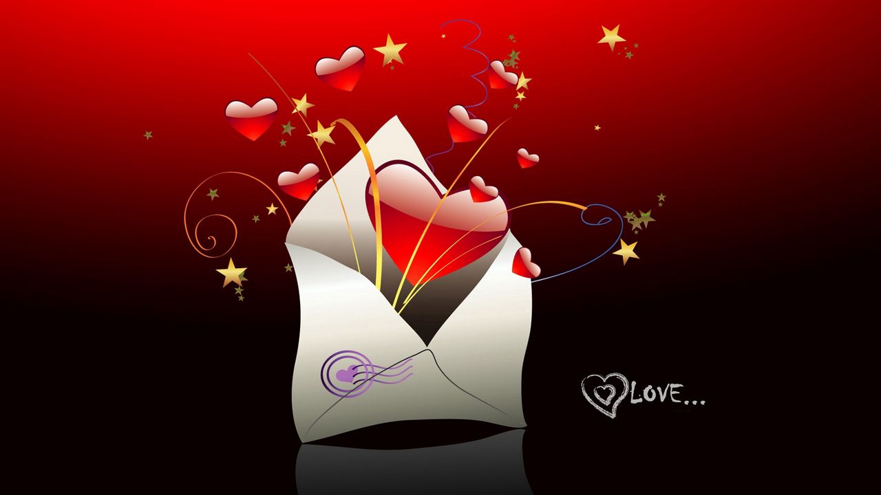 Wallpaper heart, red, envelope