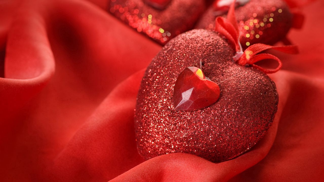 Wallpaper heart, red, gift, love, silk