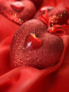 Preview wallpaper heart, red, gift, love, silk
