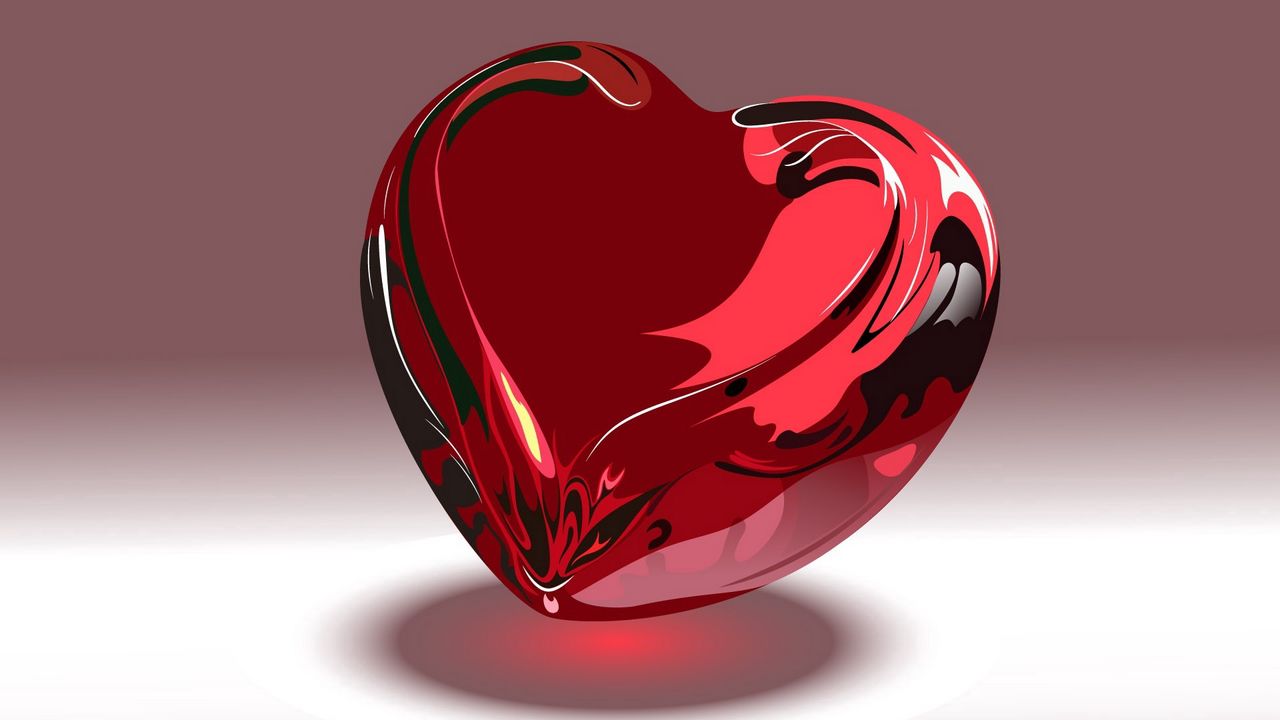 Wallpaper heart, red, glass, dark, glitter