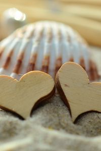 Preview wallpaper heart, sand, shell