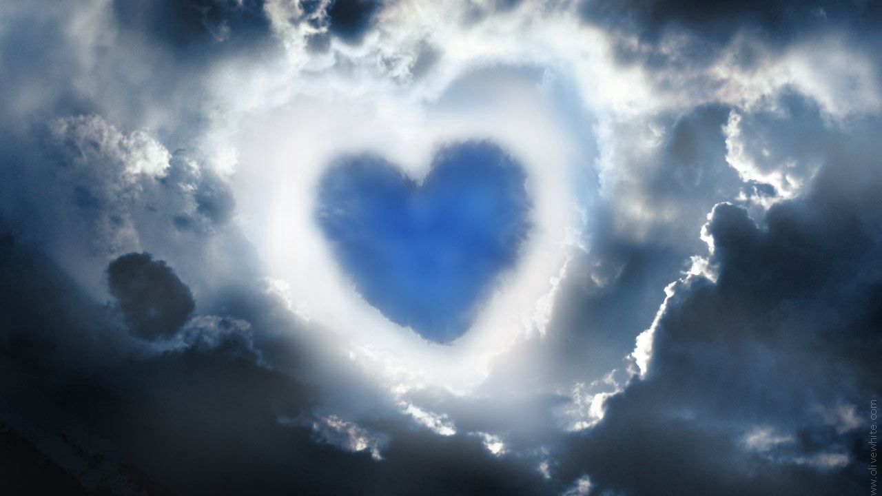 Wallpaper heart, sky, blue, light, clouds