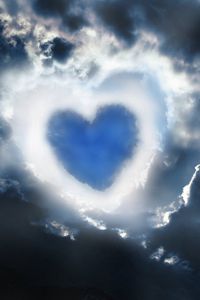 Preview wallpaper heart, sky, blue, light, clouds