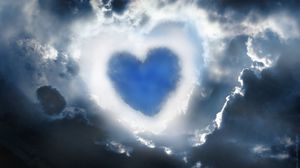 Preview wallpaper heart, sky, blue, light, clouds