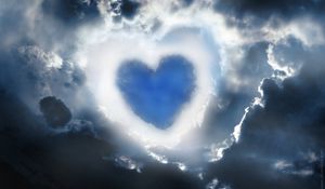 Preview wallpaper heart, sky, blue, light, clouds