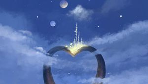 Preview wallpaper heart, sky, clouds, plant, art