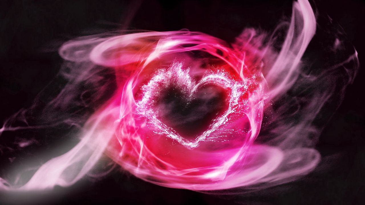 Wallpaper heart, smoke, light, blurred