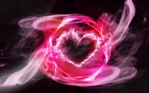 Preview wallpaper heart, smoke, light, blurred