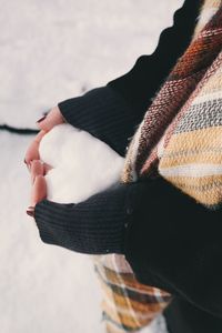 Preview wallpaper heart, snow, love, hands, scarf