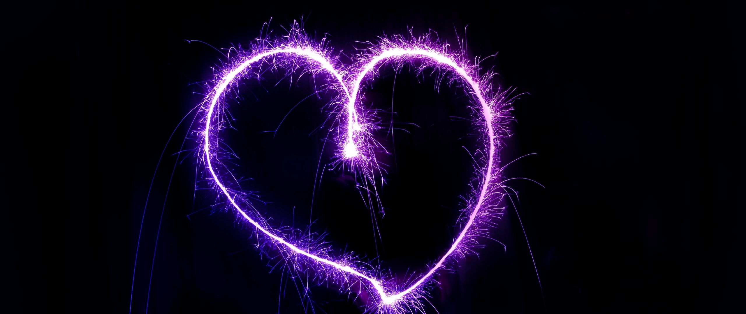 Download wallpaper 2560x1080 heart, sparks, shape, shine dual wide