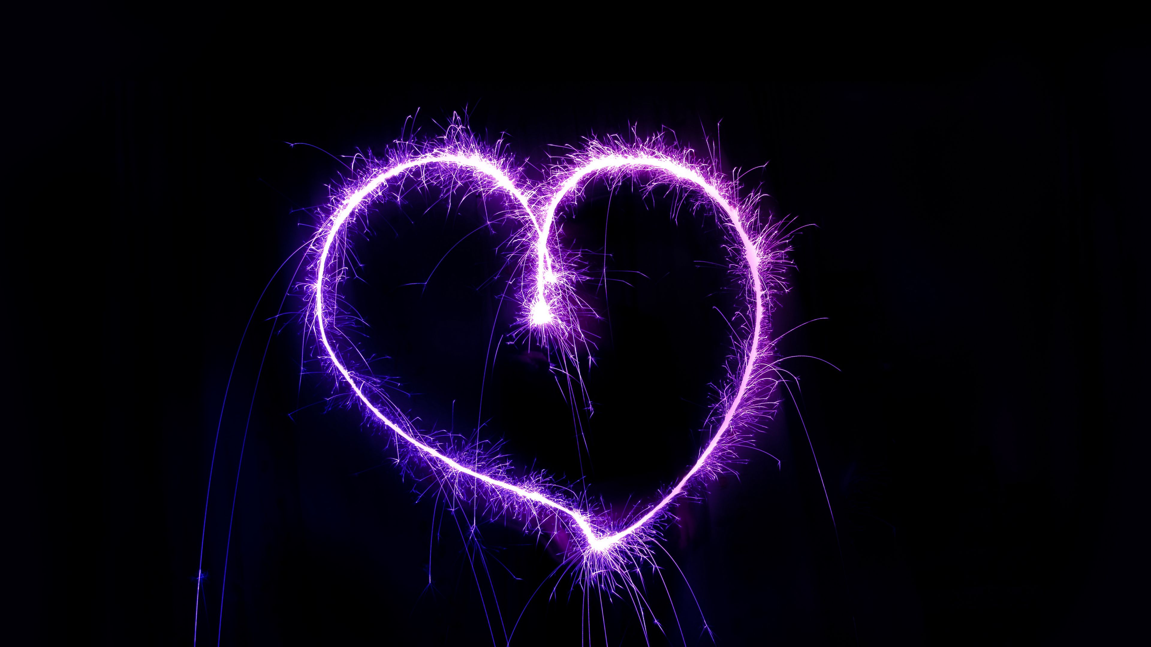 3840x2160 Wallpaper heart, sparks, shape, shine