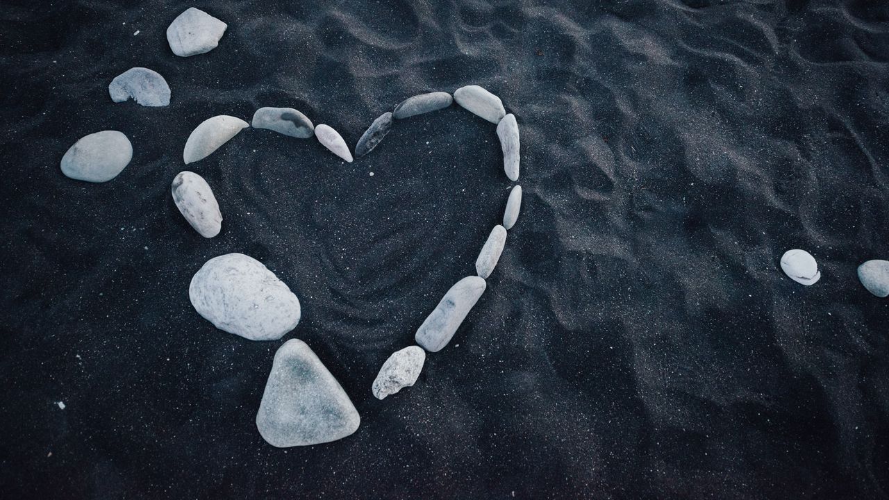 Wallpaper heart, stones, love, sand