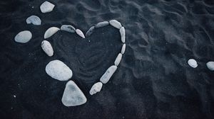 Preview wallpaper heart, stones, love, sand