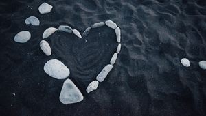 Preview wallpaper heart, stones, love, sand