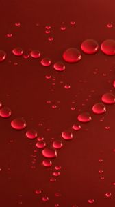 Preview wallpaper heart, surface, drops, red