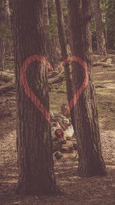 Preview wallpaper heart, trees, paint, romance