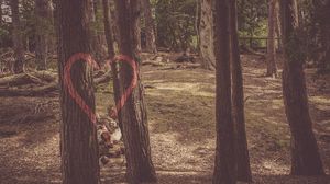 Preview wallpaper heart, trees, paint, romance