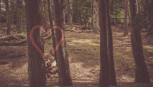 Preview wallpaper heart, trees, paint, romance