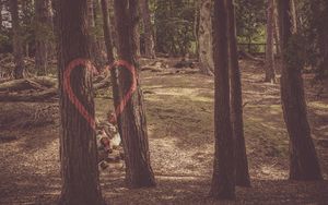 Preview wallpaper heart, trees, paint, romance