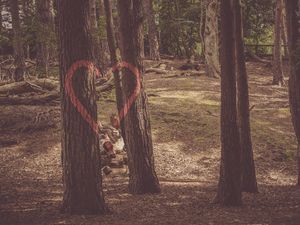 Preview wallpaper heart, trees, paint, romance