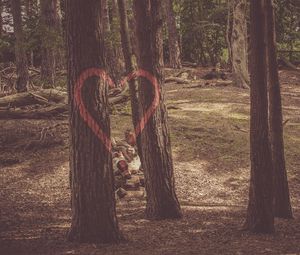 Preview wallpaper heart, trees, paint, romance