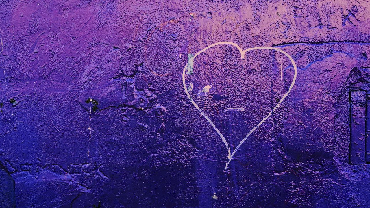 Wallpaper heart, wall, art, purple