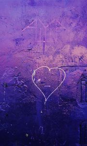 Preview wallpaper heart, wall, art, purple