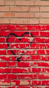 Preview wallpaper heart, wall, paint, graffiti, shabby, brick