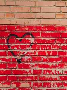 Preview wallpaper heart, wall, paint, graffiti, shabby, brick