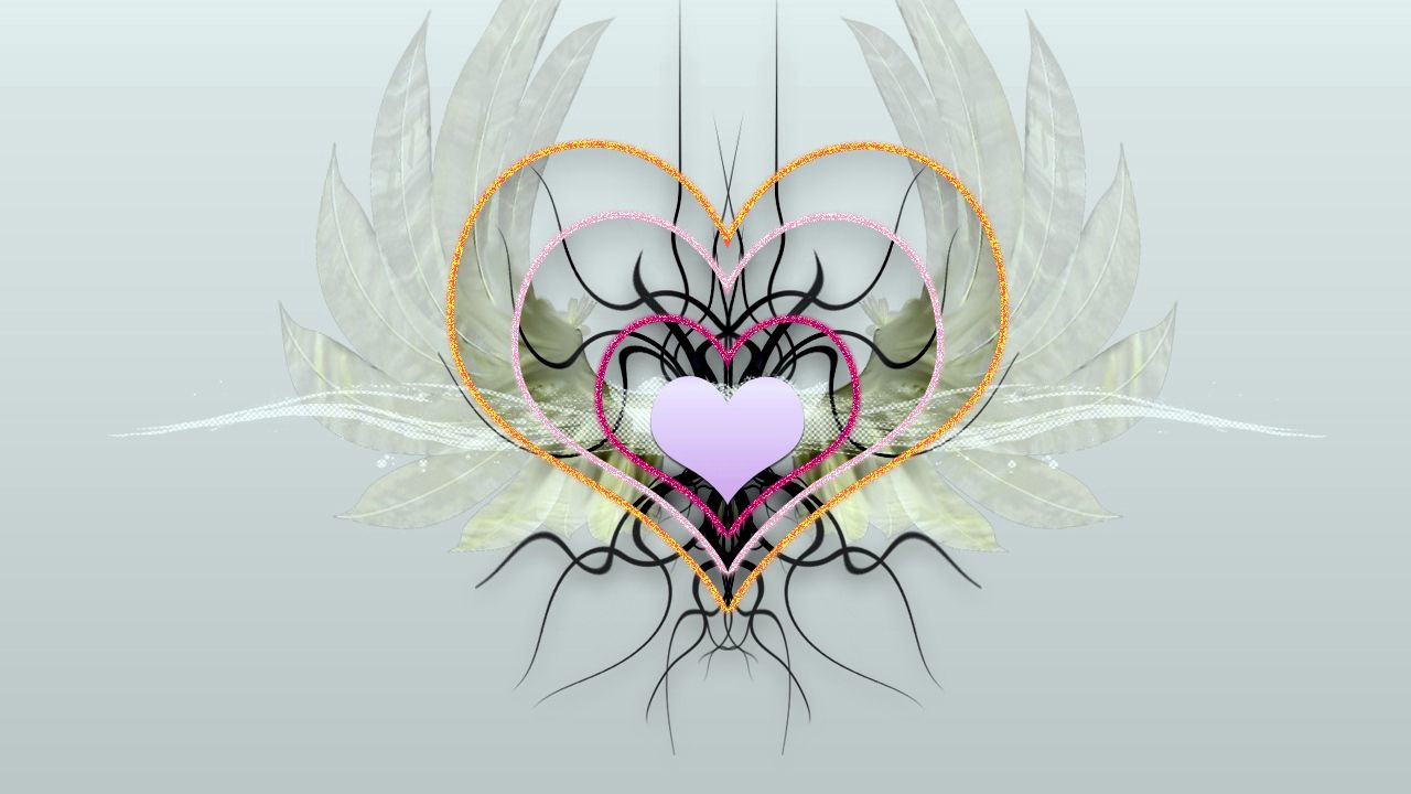 Wallpaper heart, wings, drawing