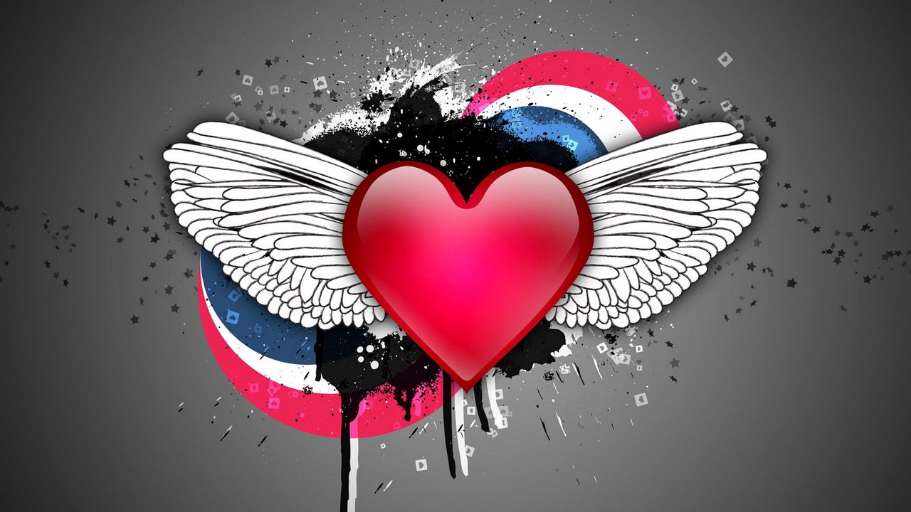 Wallpaper heart, wings, spots, colorful